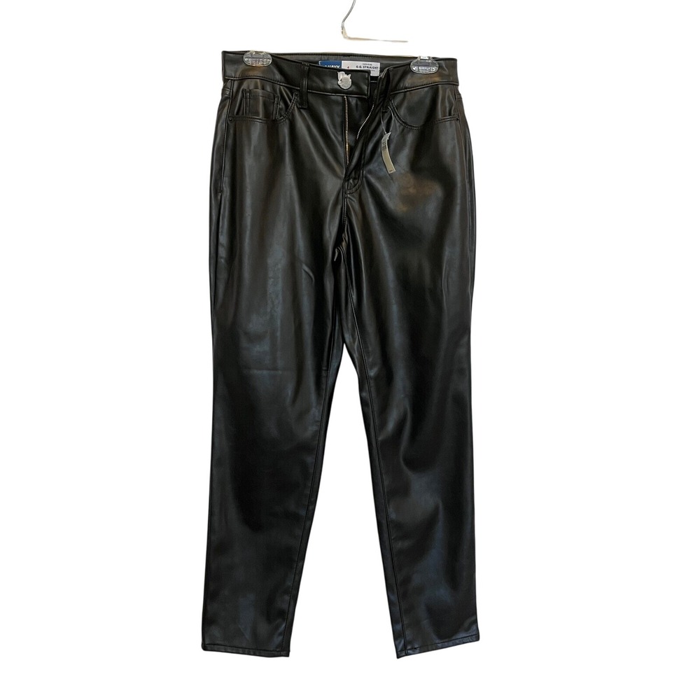 Old Navy Faux Leather Pants High-Rise O.G. Straight Black Size‎ 4